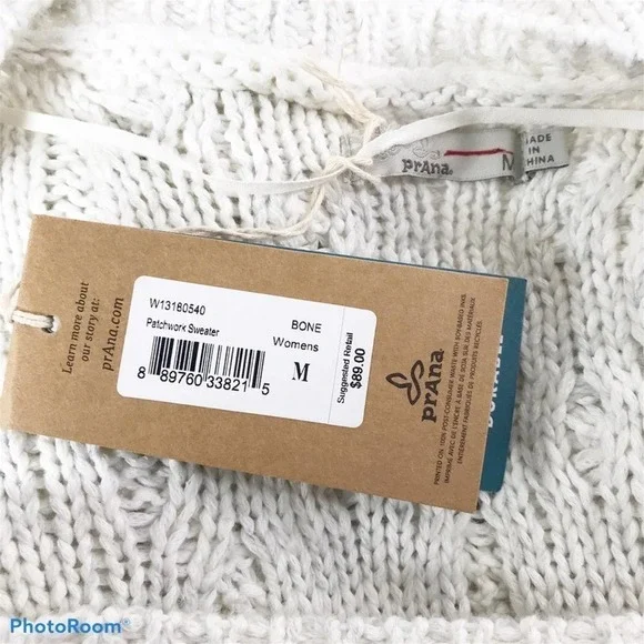 Prana patchwork sweater white size M nwt - Picture 11 of 13